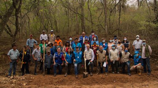 El equipo de ONU Bolivia en el Machareti durante la misión Gran Chaco Amrica
